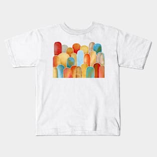 Rich Red Gold and Blue Watercolor Design Kids T-Shirt